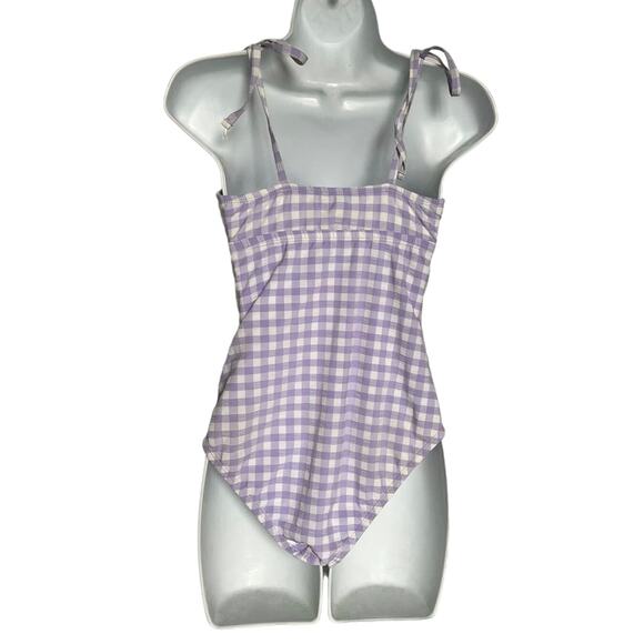Kona Sol Purple Plaid One-Piece Bathing Suit Small - Picture 3 of 10